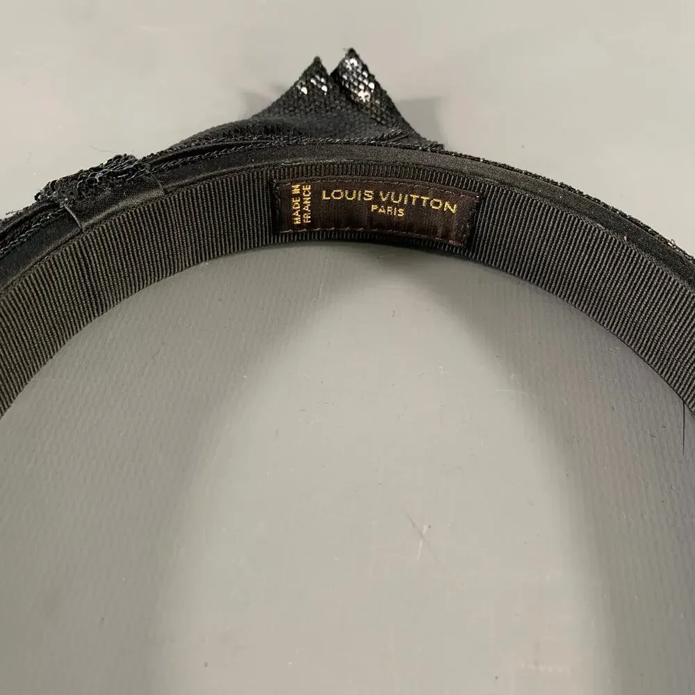 LOUIS VUITTON Black Sequined Grosgrain Ribbon Headband